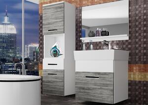 Koupelnový nábytek Belini šedý antracit Glamour Wood / bílý mat + umyvadlo + zrcadlo Výrobce KOR M 3/1/W/GW1W/0/ZW