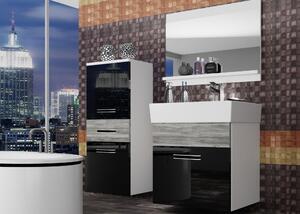 Koupelnový nábytek Belini černý lesk / šedý antracit Glamour Wood + umyvadlo + zrcadlo KOR PM 2/1/W/BGW1/0/ZW