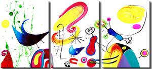 Obraz V cirkusu (3-dílný) - abstrakce s barevnými hmyzem na bílém pozadí