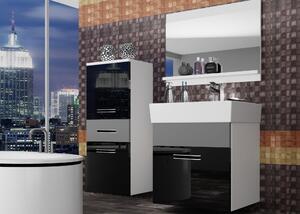 Koupelnový nábytek Belini černý lesk / šedý mat + umyvadlo + zrcadlo Výrobce KOR PM 2/1/W/BSR/0/ZW
