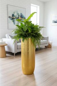 Exkluzivní květináč SOLERIO, sklolaminát, výška 80 cm, zlatý lesk