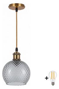 BRILAGI -LED Lustr na lanku RETRO GLASS 1xE27/60W/230V pr. 18 cm zlatá/kouř šedá