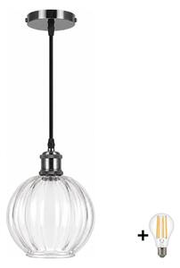 BRILAGI - LED Lustr na lanku RETRO GLASS 1xE27/60W/230V pr. 18 cm černá/čirá