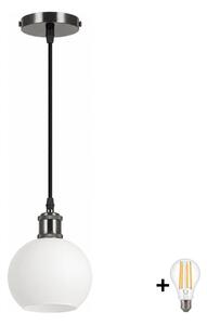 BRILAGI - LED Lustr na lanku RETRO GLASS 1xE27/60W/230V pr. 15 cm černá/bílá