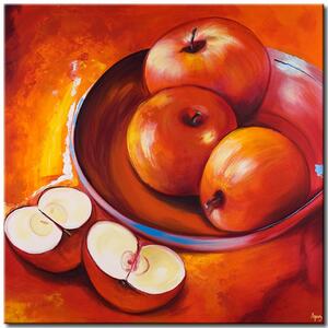Obraz Zátiší (1-dílný) - červená kompozice zralých jablek
