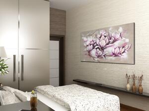 Obraz Pastelové magnólie (1-dílný) - umělecké květiny na béžovém pozadí