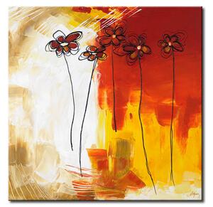 Obraz Pampelišky (1-dílný) - abstrakce se skicou květů na světlém pozadí