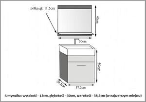 Koupelnový nábytek Belini šedý lesk / bílý lesk + umyvadlo + zrcadlo KOR P 1/1/W/SW/0/ZW