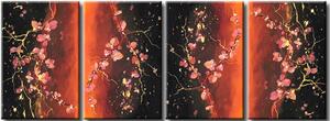 Obraz Kvete magnólie (3dílný) - kompozice květů na hnědém pozadí