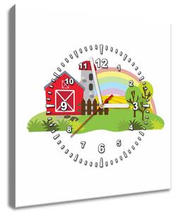 Obraz s hodinami Farma Rozměry: 30 x 30 cm