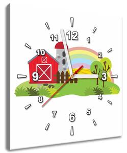 Obraz s hodinami Farma Rozměry: 40 x 40 cm