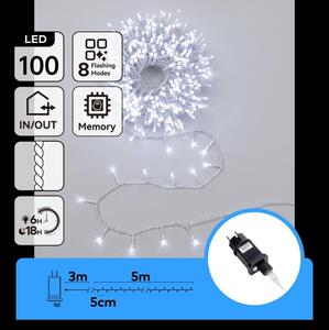 Aigostar - LED Venkovní vánoční řetěz 100xLED/8 funkcí 5,3m IP44 studená bílá
