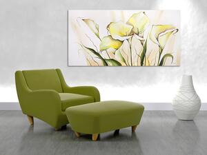 Obraz Smaragdové kálie (1dílný) - kytice květů ve vintage stylu
