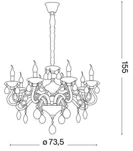 Ideal Lux - Lustr na řetězu NEGRESCO 8xE14/28W/230V pr. 73,5 cm zlatá
