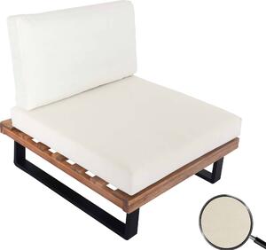 Lounge chair HWC-H54, zahradní křeslo, spun polyakátové dřevo MVG-certifikovaný hliník svtle hndá, alounní krémov bílá