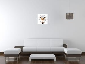 Obraz s hodinami Bílá ovečka Rozměry: 30 x 30 cm