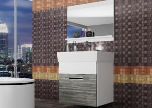 Koupelnový nábytek Belini šedý antracit Glamour Wood / bílý mat + umyvadlo + zrcadlo KOR M 1/1/W/GW1W/0/ZW