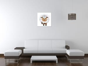 Obraz s hodinami Bílá ovečka Rozměry: 40 x 40 cm