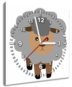Obraz s hodinami Šedá ovečka Velikost: 30 x 30 cm