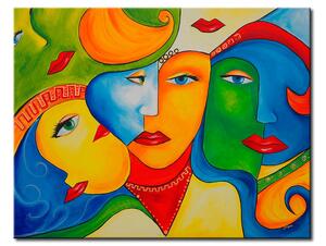 Obraz Žena (1dílný) - fantazijní portrét s motivem barevných tváří