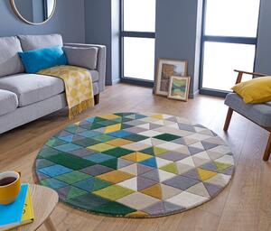 Flair Rugs koberce Ručně všívaný kusový koberec Illusion Prism Green/Multi kruh ROZMĚR: 160x160 (průměr) kruh