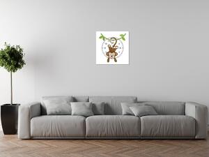 Obraz s hodinami Opička na laně Rozměry: 30 x 30 cm