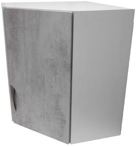 Rohová kuchyňská horní skříňka barva beton korpus šedý
