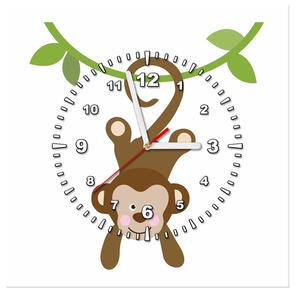 Obraz s hodinami Opička na laně Rozměry: 30 x 30 cm