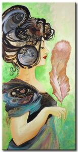 Obraz Portrét (1dílný) - profil ženské siluety s jemným perem