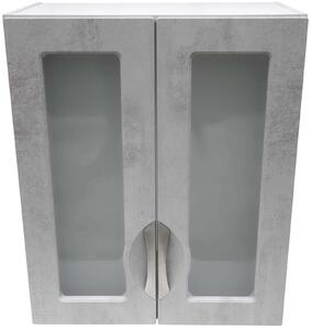 Prosklená kuchyňská skříňka 60 cm barva beton korpus šedý