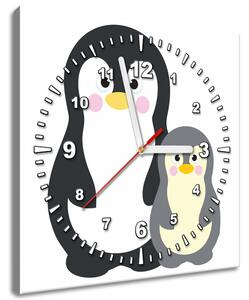 Obraz s hodinami Tučňáci Rozměry: 40 x 40 cm