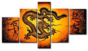 Obraz Síla čínského draka (5dílný) - orientální vzor ve stylu feng shui