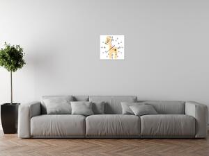 Obraz s hodinami Žirafa Rozměry: 40 x 40 cm