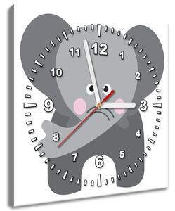 Obraz s hodinami Slon Rozměry: 40 x 40 cm