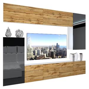 Obývací stěna Belini Premium Full Version černý lesk / dub wotan + LED osvětlení Nexum 127 Výrobce