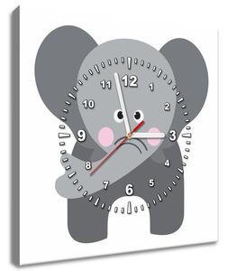 Obraz s hodinami Slon Rozměry: 30 x 30 cm
