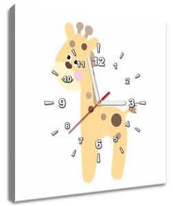 Obraz s hodinami Žirafa Rozměry: 40 x 40 cm