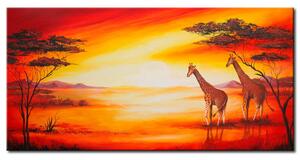 Obraz Putující žirafy (1dílný) - zvířata Afriky o západu slunce