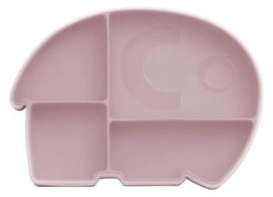 Silikonový dělený talíř s víčkem Elephant Pink Sebra