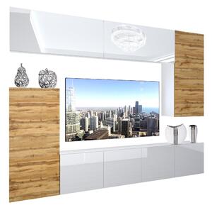 Obývací stěna Belini Premium Full Version bílý lesk / dub wotan + LED osvětlení Nexum 123 Výrobce