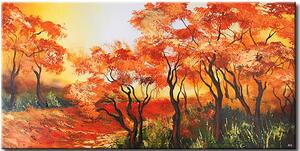 Obraz Barvy podzimu (1dílný) - krajina s stromy a barevnými listy