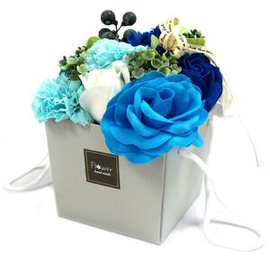 Kytice mýdlových růží v dárkové krabičce - Modrá svatební elegance - 866 - 375 - 478 - 387