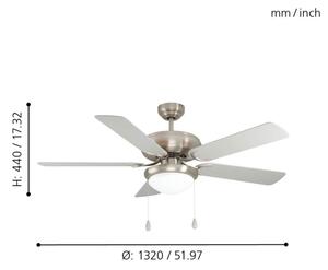 Eglo 35078 - Stropní ventilátor BALLINA 2xE27/40W/230V