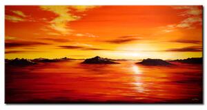 Obraz Červený pejzaž (1dílný) - krajina moře při západu slunce