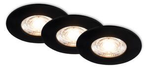BRI 7606035 3ks sada LED vestavné svítidlo, 6,5 cm, 3x 3,6W, 350lm, černá - BRILONER
