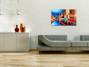 Obraz Rejstřík Benátek (3dílný) - barevná architektura nad městským kanálem