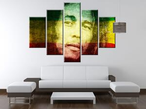 Obraz s hodinami Legendární Bob Marley - 5 dílný Rozměry: 150 x 105 cm