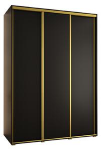 Šatní skříň YVONA 1 - 170/60 cm, černá / zlatá