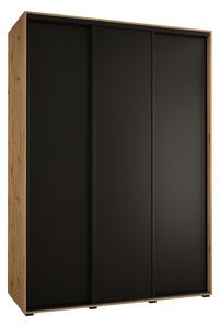 Šatní skříň YVONA 1 - 170/60 cm, dub artisan / černá / černá