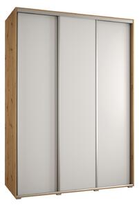 Šatní skříň YVONA 1 - 170/60 cm, dub artisan / bílá / stříbrná